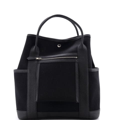 Garden Party Pockets Tote Toile and Leather Vertical