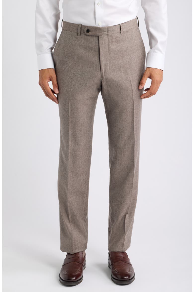 Harker Flat Front Wool & Cashmere Trousers, Main, color, TAN