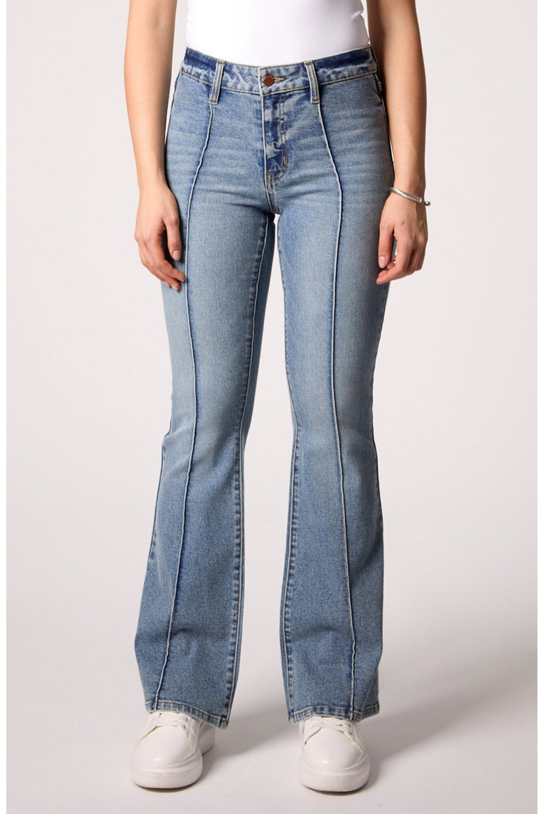 Maya Mid Rise Seamed Bootcut Jeans, Main, color, Med Tel Aviv