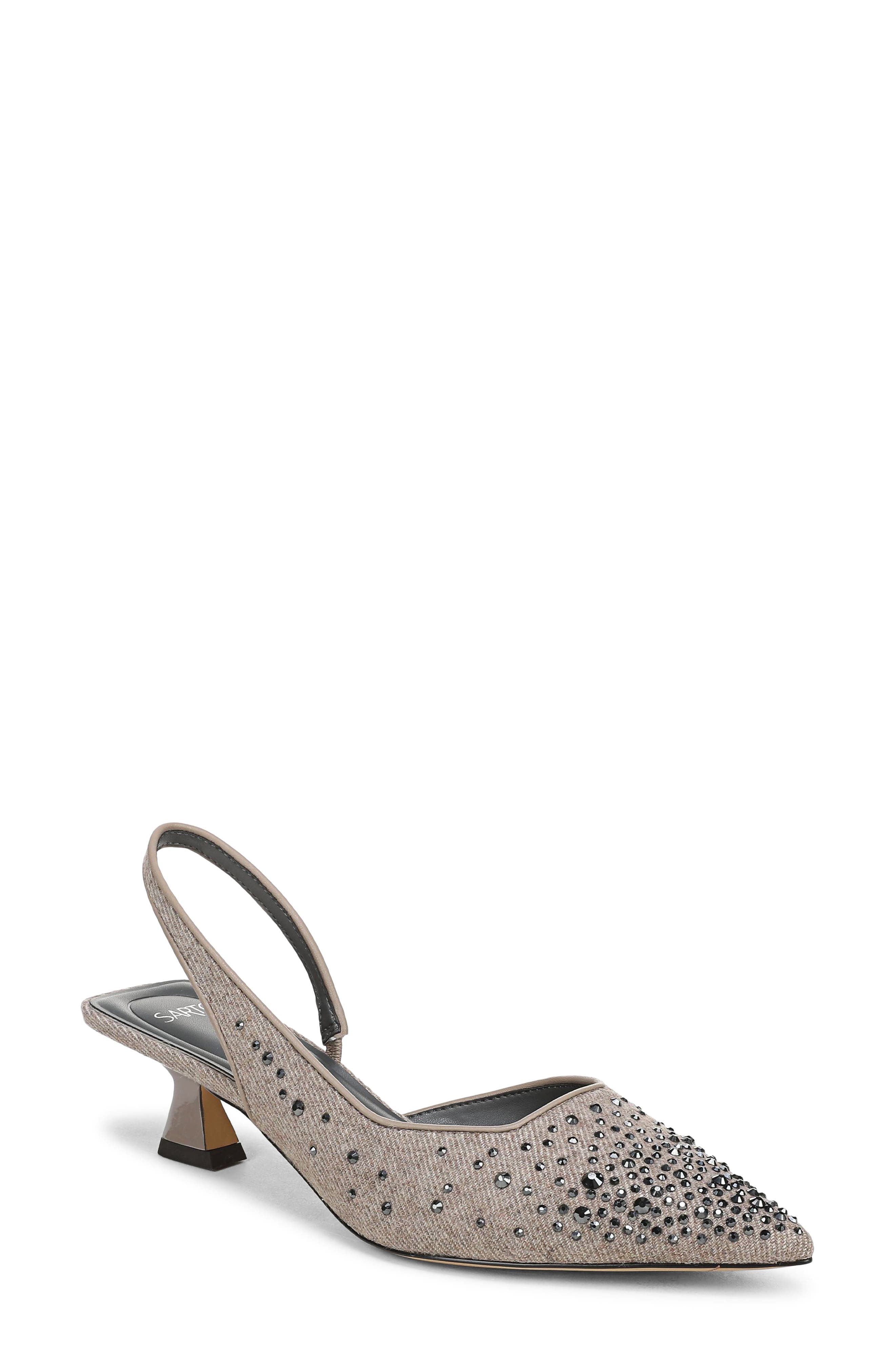 Devin Pointed Toe Slingback Pump, Main, color, BEIGE COZY FABRIC