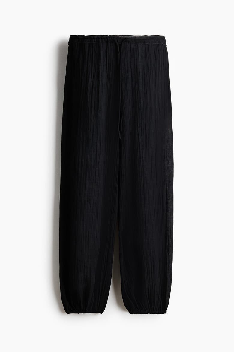 Balloon Drawstring Trousers, Alternate, color, Black