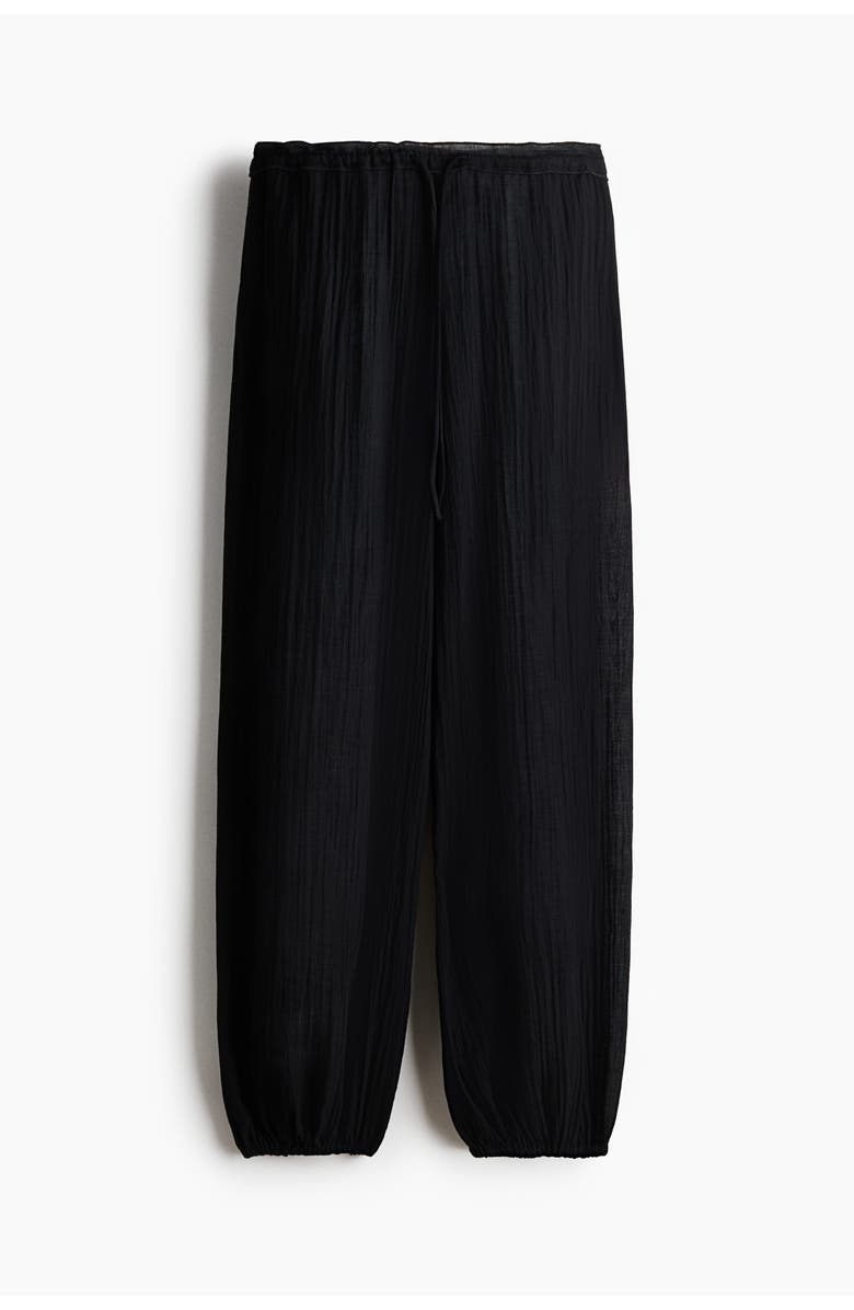 H&M Balloon Drawstring Trousers, Alternate, color, Black