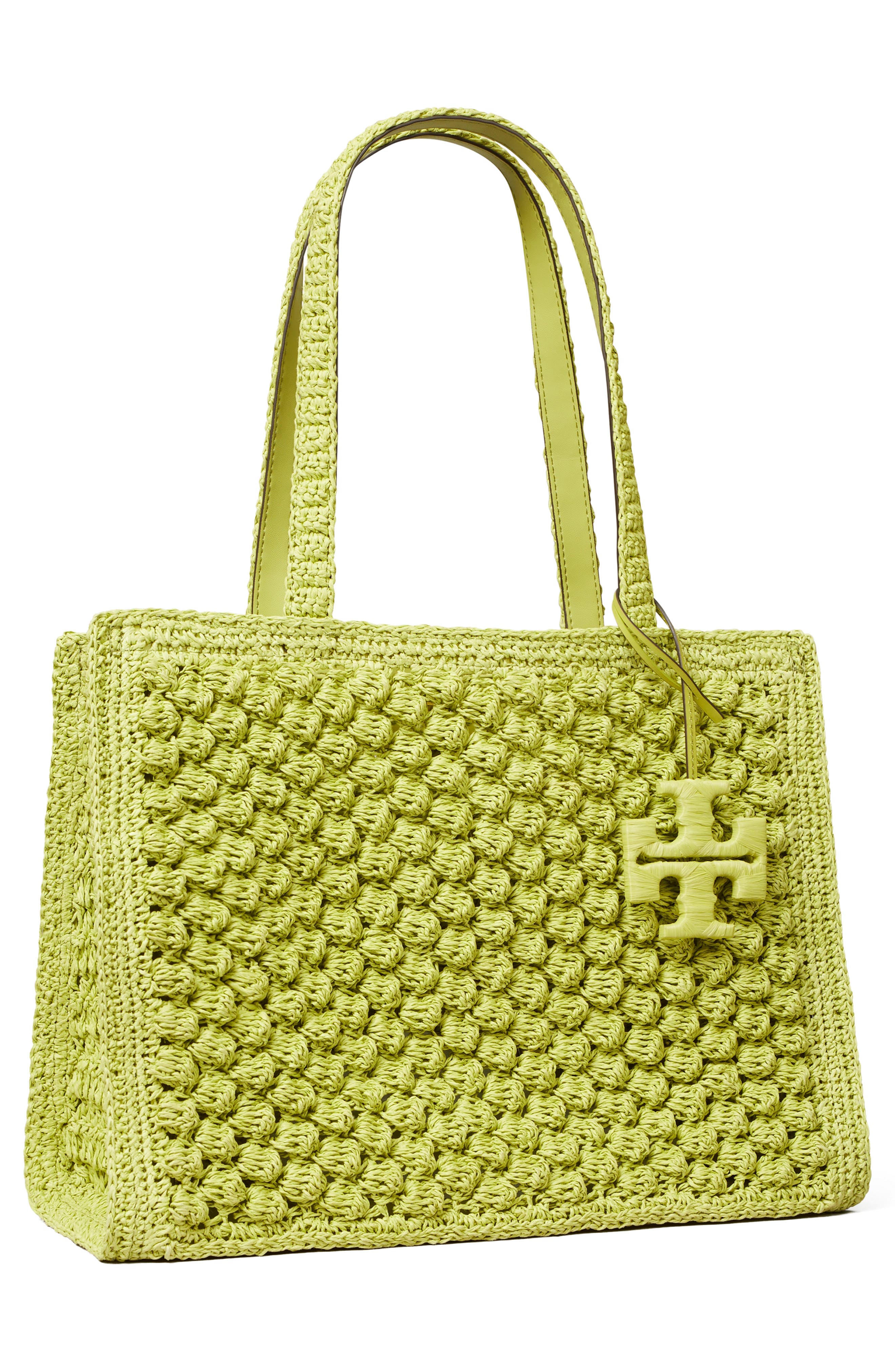 Ella Hand Crochet Straw Bag, Alternate, color, CITRUS GREEN
