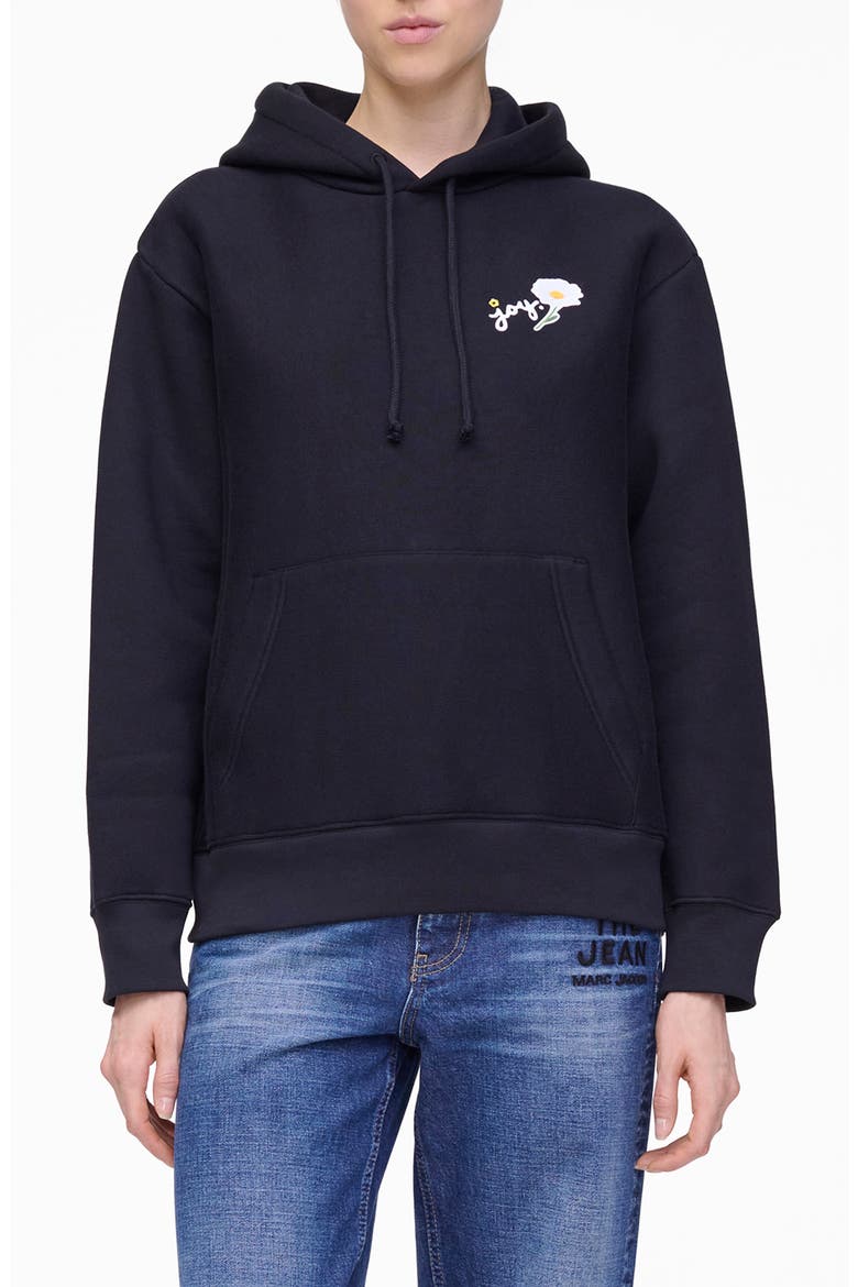 Marc Is Joy Daisy Graphic Hoodie, Main, color, BLACK