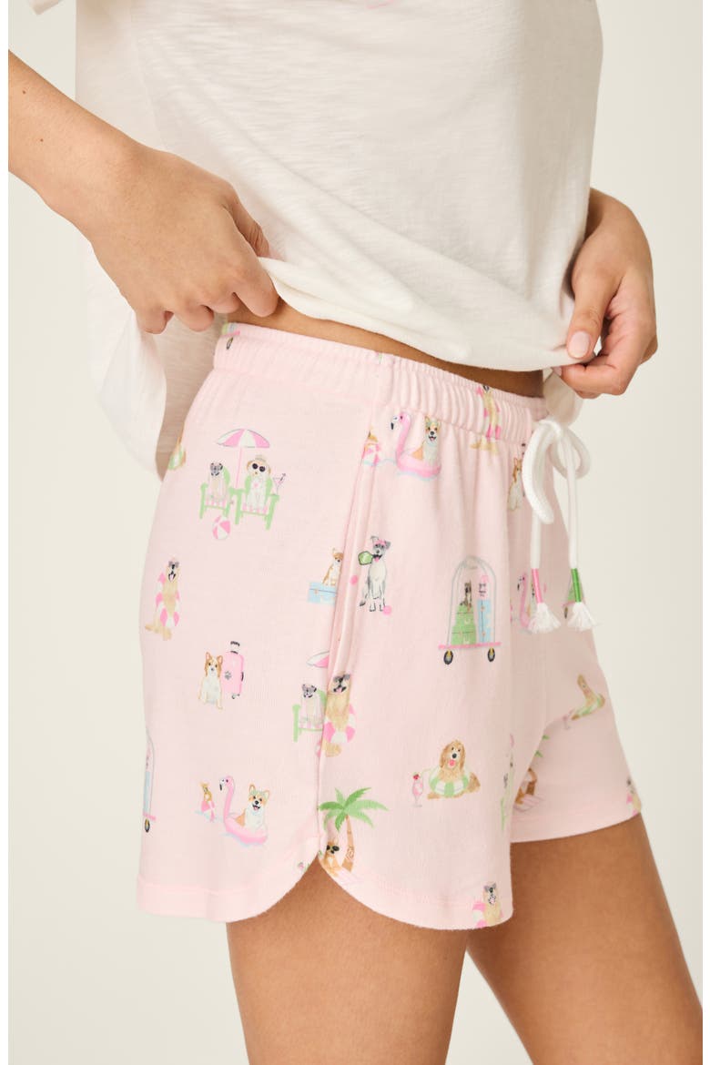 Pupcation Palms Pajama Shorts, Alternate, color, LIGHT PINK