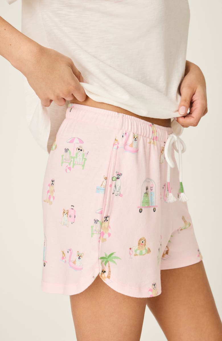 PJ Salvage Pupcation Palms Pajama Shorts, Alternate, color, Light Pink
