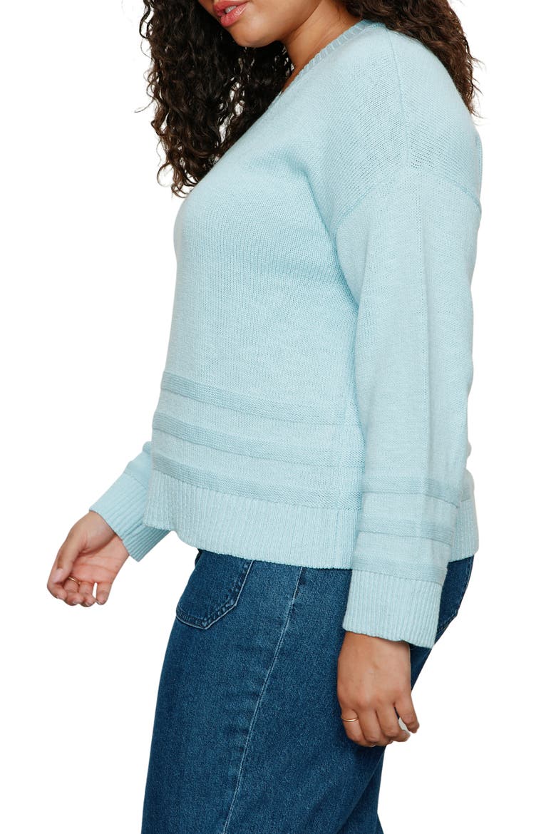 V-Neck Cotton Sweater, Alternate, color, AQUAMARINE BLUE