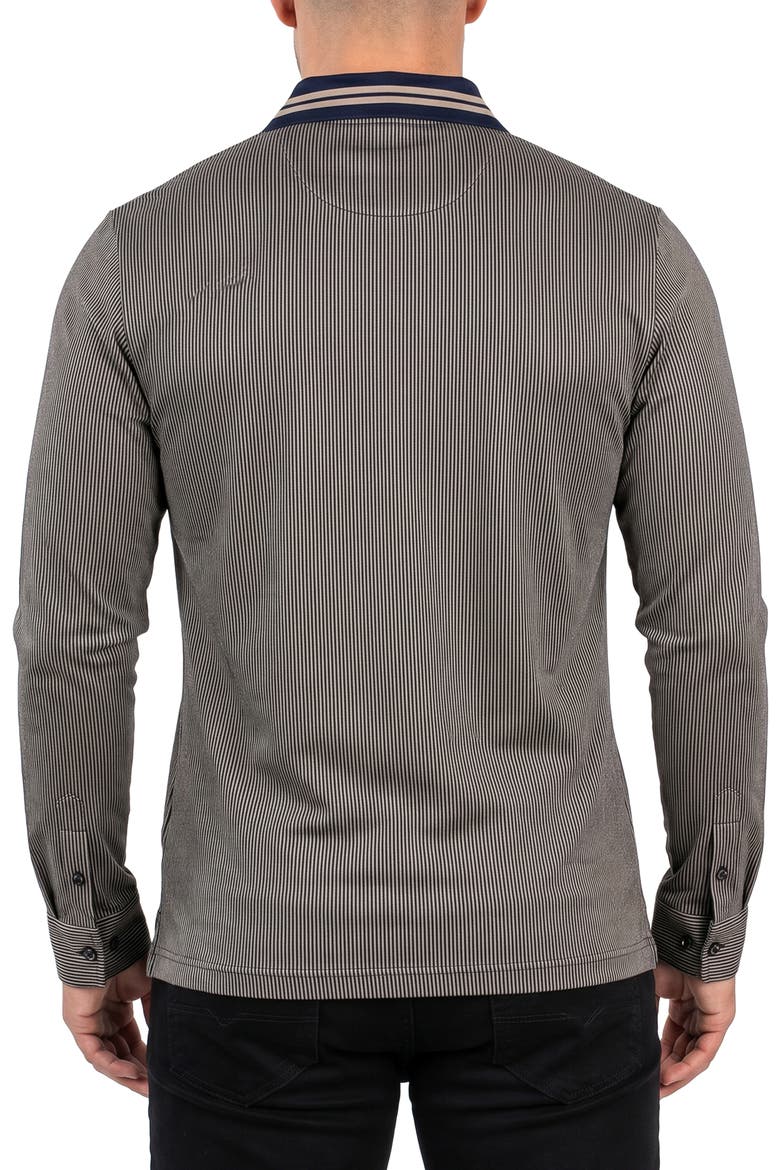 Unknown Long Sleeve Cotton Polo, Alternate, color, BROWN