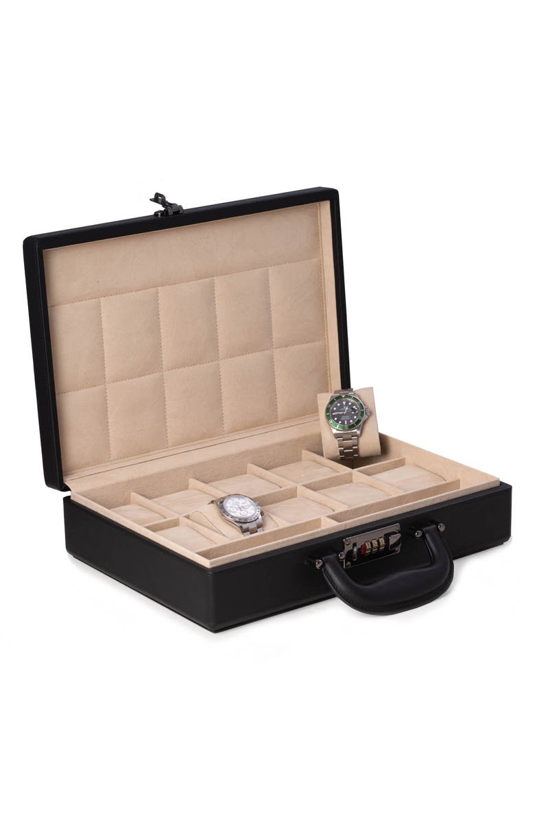 Bey-Berk 10-Piece Watch Box, Alternate, color, Black