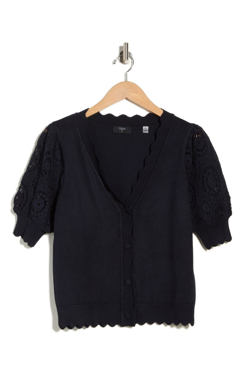 Crochet Sleeve Cardigan, Alternate, color, FOREVER NAVY