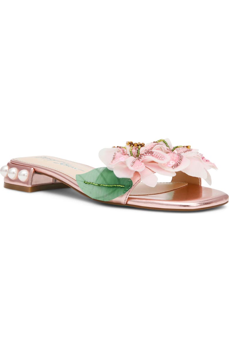 Betsey Johnson Rosia Beaded Flower Sandal, Main, color, Light Pink