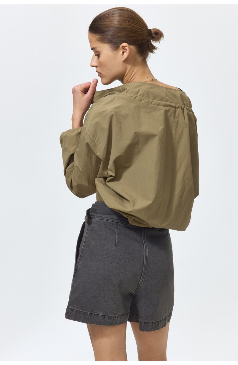 H&M Belted Denim Shorts, Alternate, color, Dark Gray