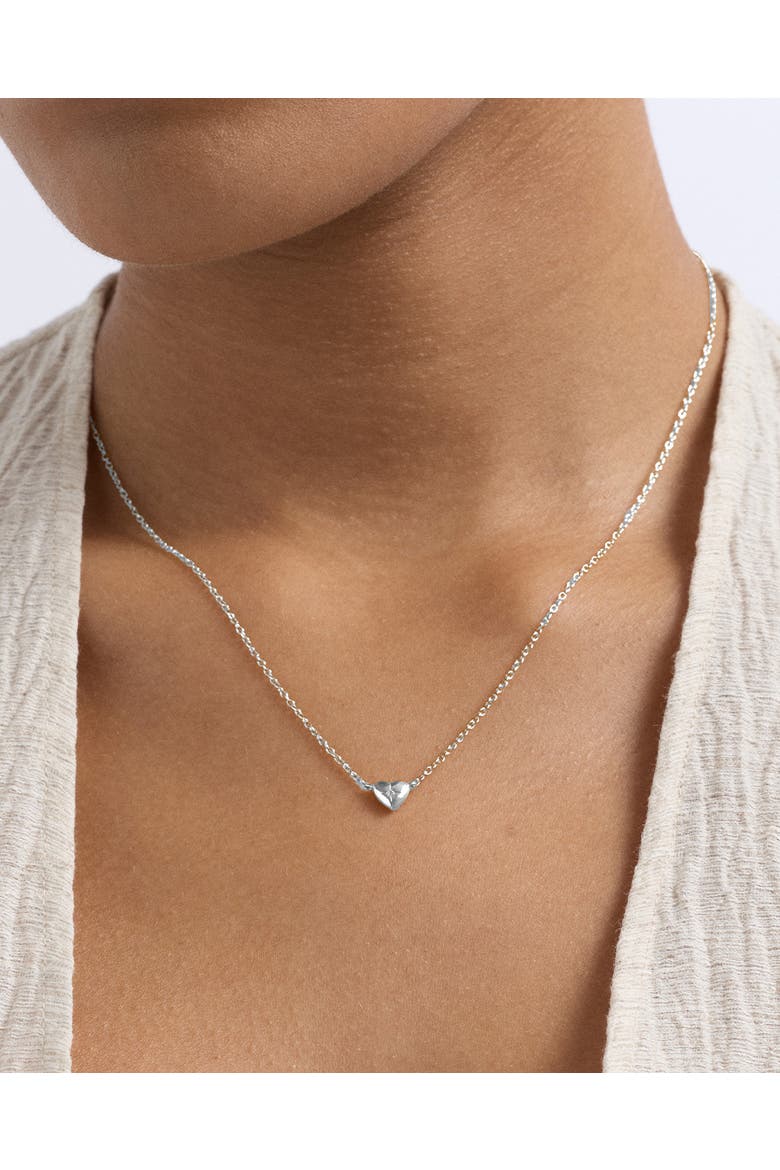 Silver Biography Mini Heart Necklace, Alternate, color, Silver