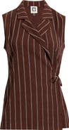 Anne Klein Notch Lapel Stripe Wrap Top