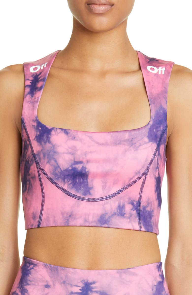 Off-White Tie Dye Crop Top, Main, color, 