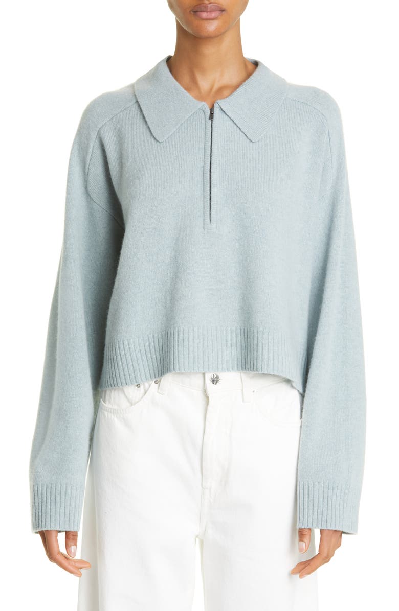 LOULOU DE SAISON Crop Half Zip Yak & Merino Wool Sweater, Main, color,