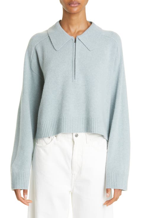 Crop Half Zip Yak & Merino Wool Sweater