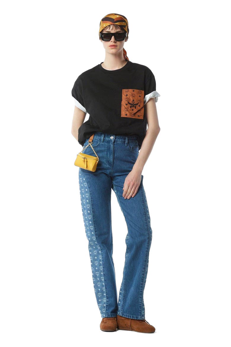 Monogram Jeans in Denim Jacquard, Main, color, Blue
