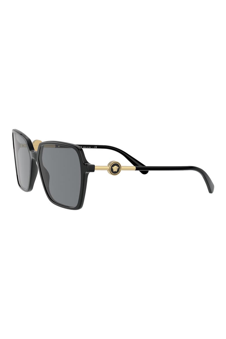 58mm Square Sunglasses, Alternate, color, BLACK/ DARK GREY
