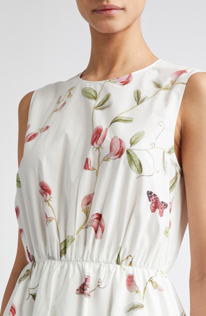 Giambattista Valli Tulip Print Sleeveless Cotton Poplin Dress, Alternate, color, Ivory/ Multi