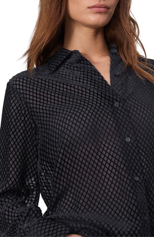 Rag & Bone Lila Long-sleeve Burnout Shirt In Black