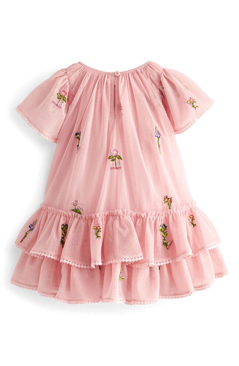 Baker by Ted Baker Kids' Embroidered Floral Tulle Tiered Dress, Alternate, color, Pink