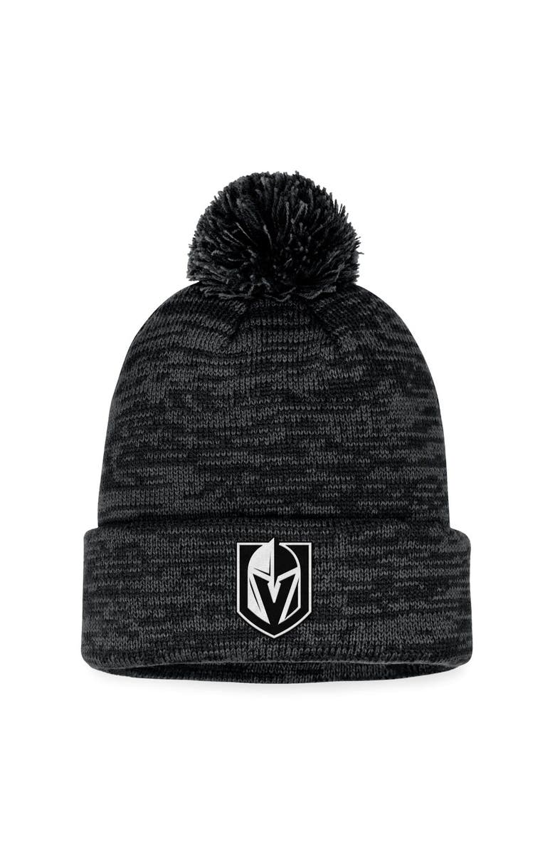 FANATICS Men's Fanatics Branded Black Vegas Golden Knights Fundamental Cuffed Knit Hat with Pom, Main, color, Black