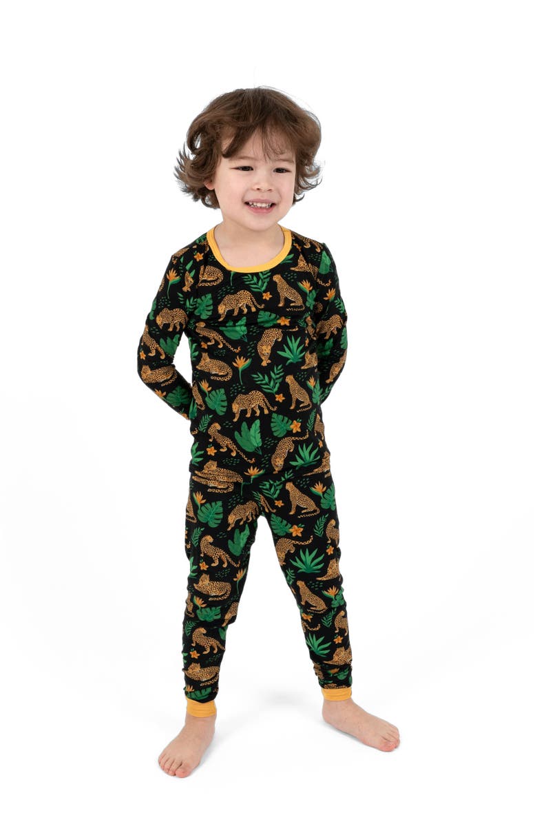 Leveret Kids Viscose Matching Family Holiday Pajamas, Reindeer & Polar Bear Prints, Main, color, Leopard