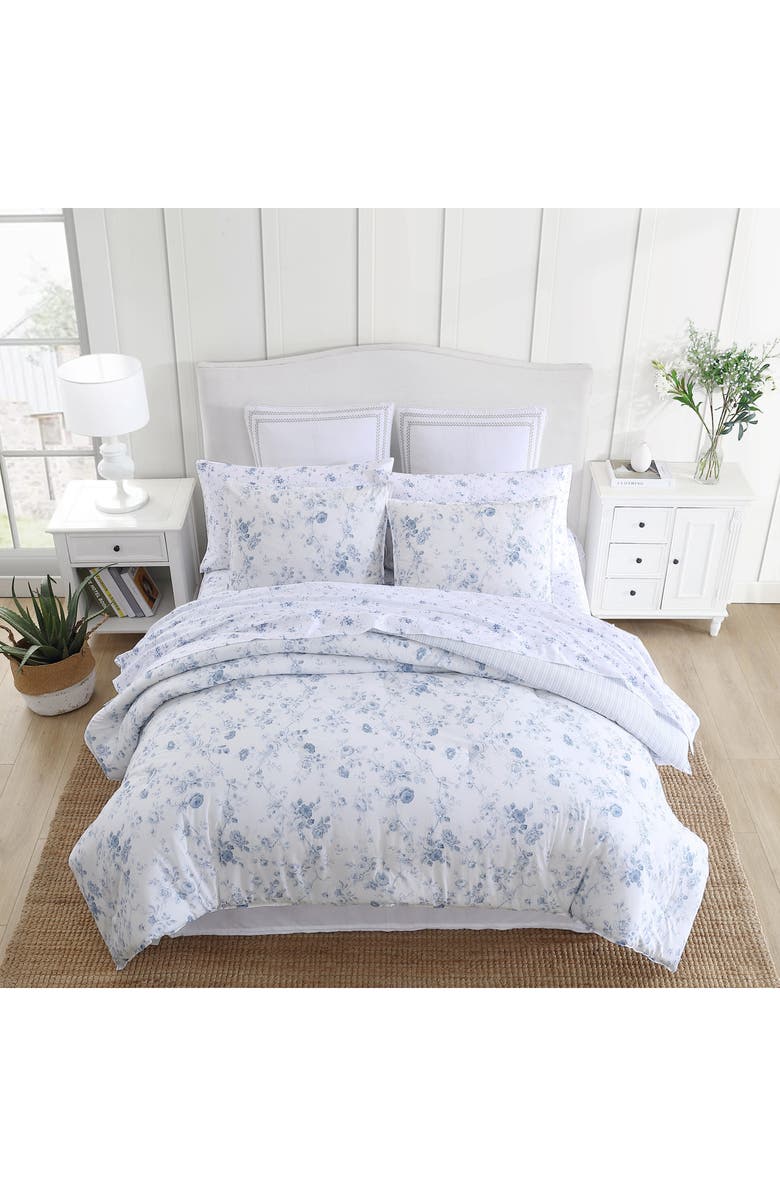 Laura Ashley Belinda Cotton Comforter Set, Alternate, color, Chambray Blue