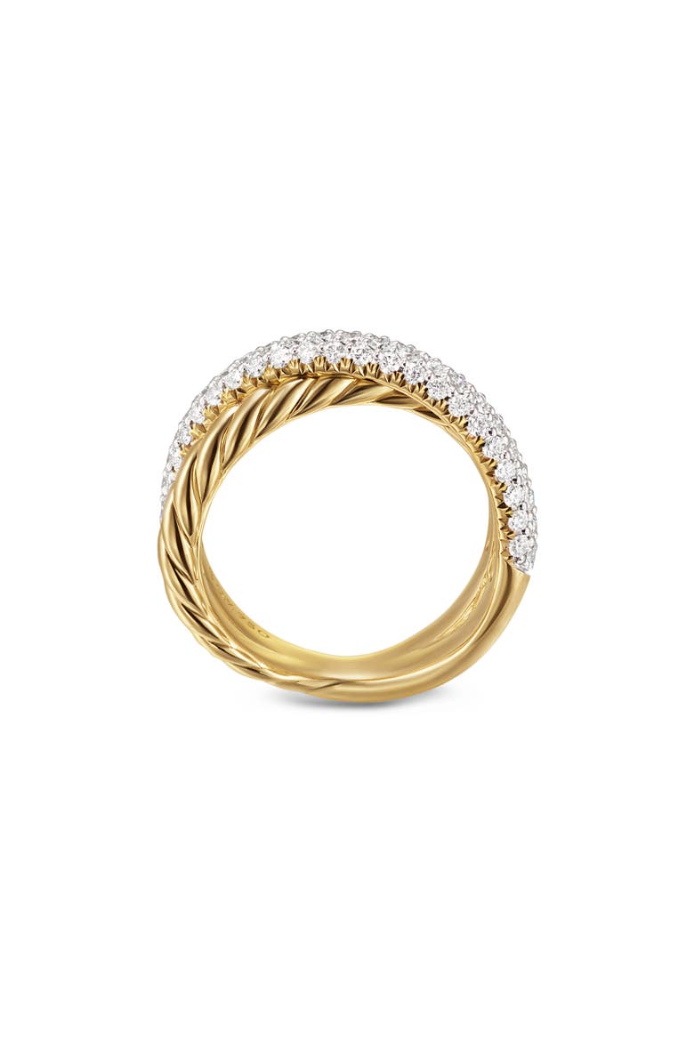 Crossover Two-Row Ring in 18K Yellow Gold with Diamonds, 7.5mm, Alternate, color, 18K GOLD - SIZE 7