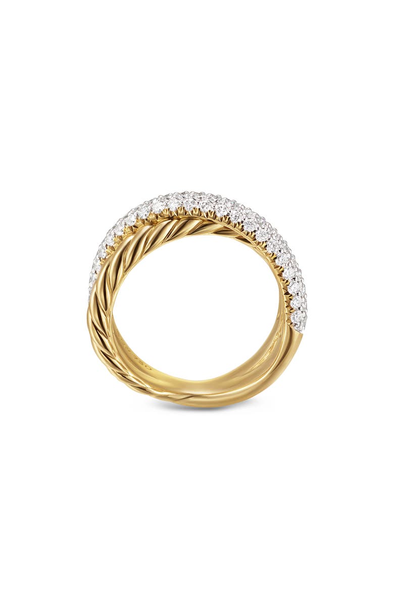 David Yurman Crossover Two-Row Ring in 18K Yellow Gold with Diamonds, 7.5mm, Alternate, color, 18K Gold - Size 6