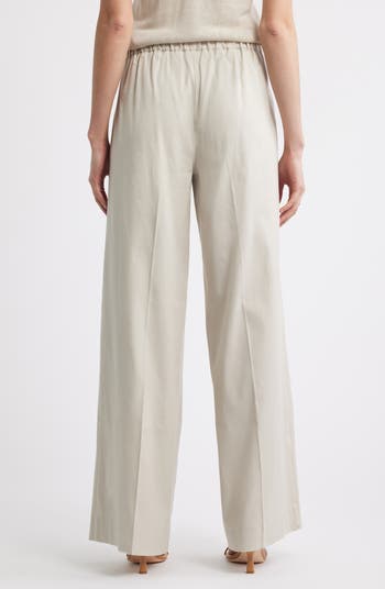 Linen Blend Wide Leg Pants
