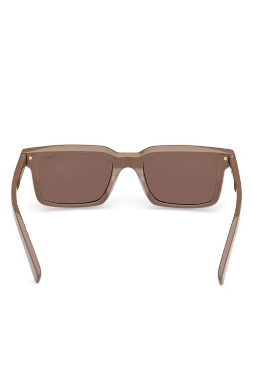 Zegna Men's Rectangle Acetate Sunglasses In Shiny Light Brown/matte Brown
