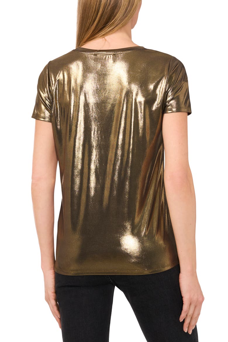 Rhinestone V-Neck Blouse, Alternate, color, GOLD