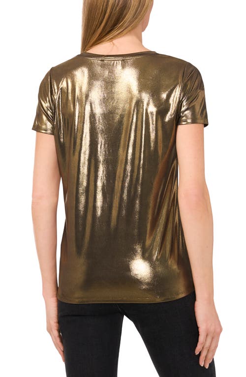 Cece Women's Metallic Shine Short Sleeve T-shirt In Gold