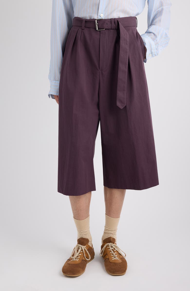 Dries Van Noten Preaches Belted Pleated Cotton, Main, color, Dark Purple