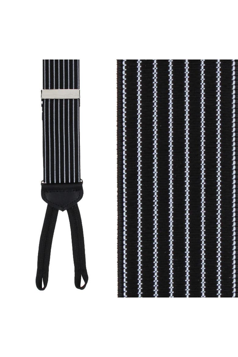Big and Tall Voltaire Chalk Stripe Elastic Formal End Suspenders, Main, color, Black