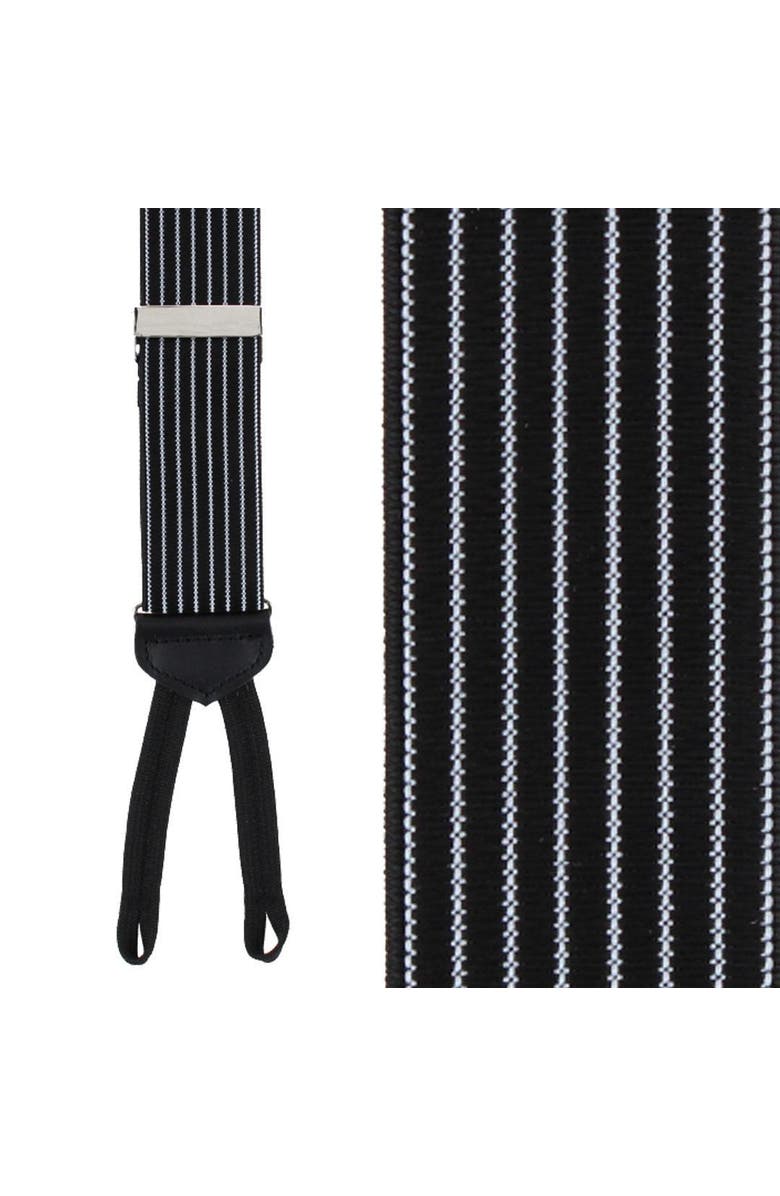 Trafalgar Voltaire Chalk Stripe Formal End Suspenders, Main, color, Black