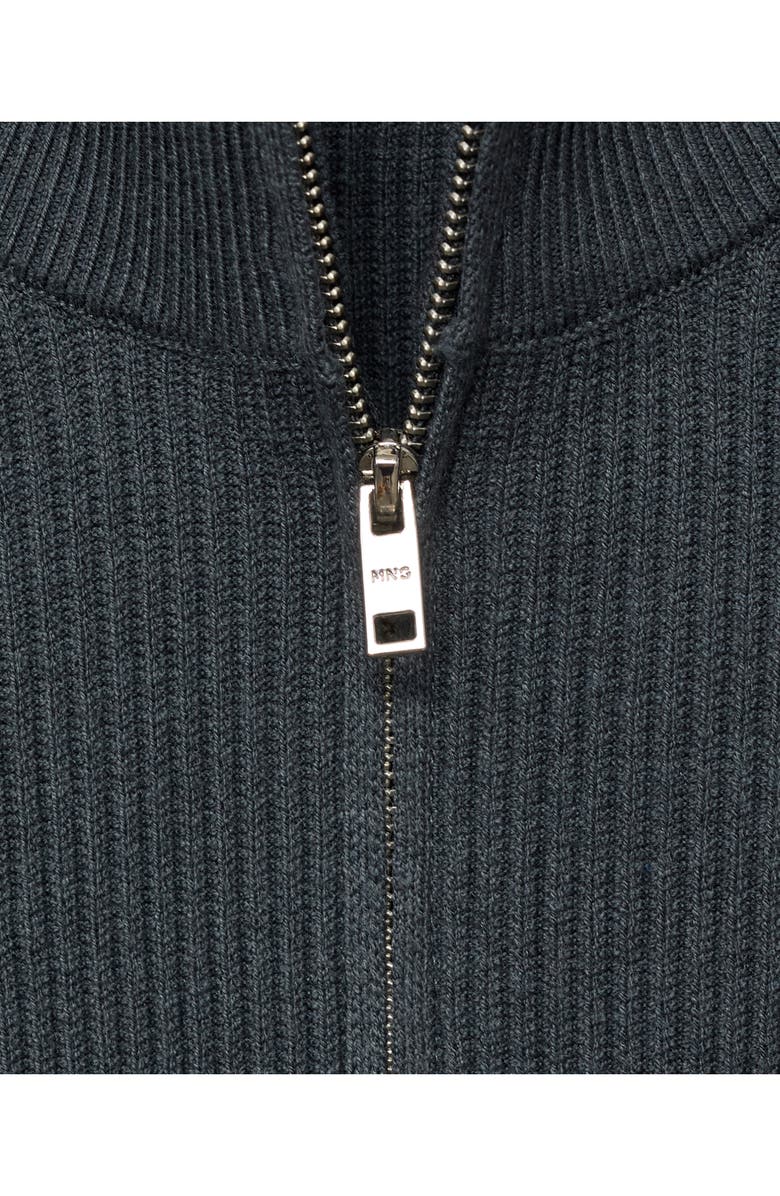 MANGO Rib Quarter Zip Sweater, Alternate, color, Dark Grey