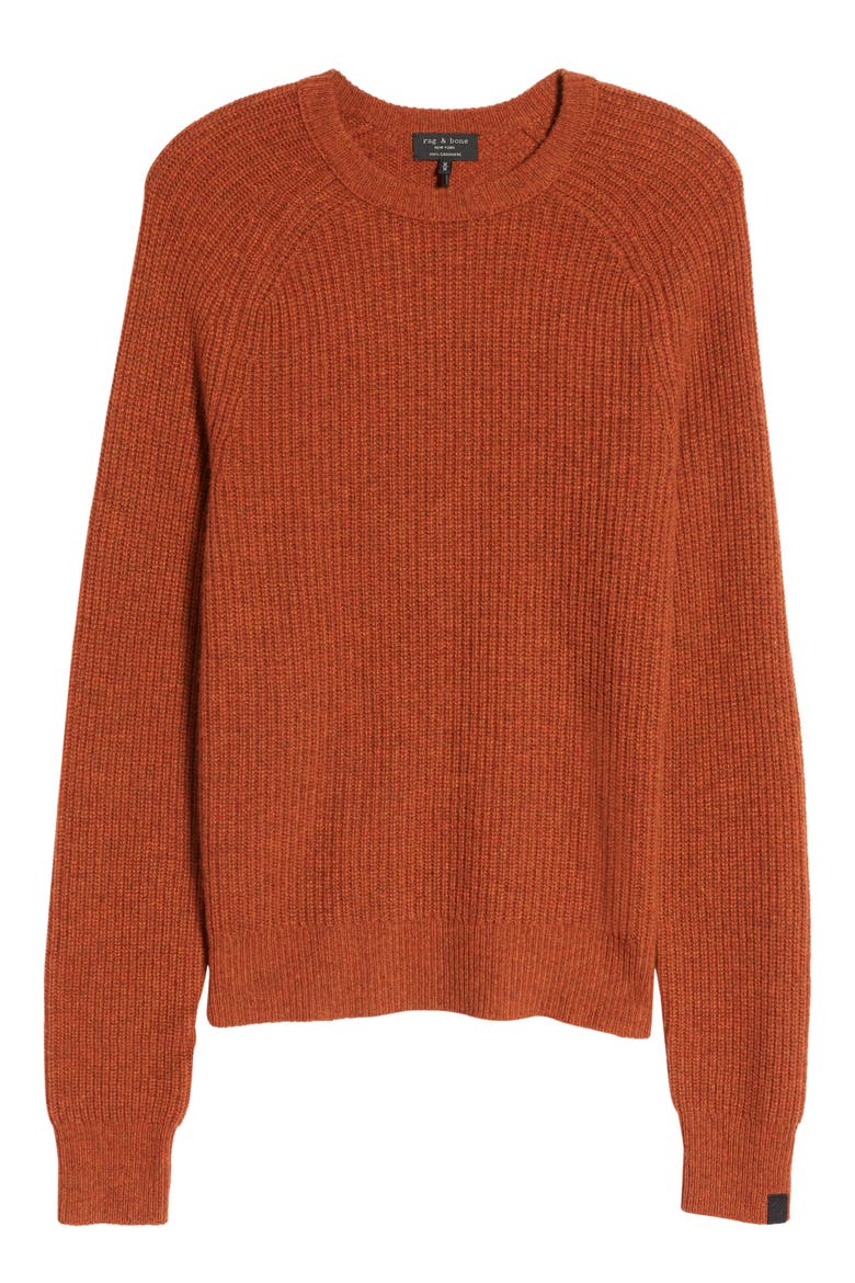 Pierce Marled Cashmere Crewneck Sweater, Alternate, color, RUST