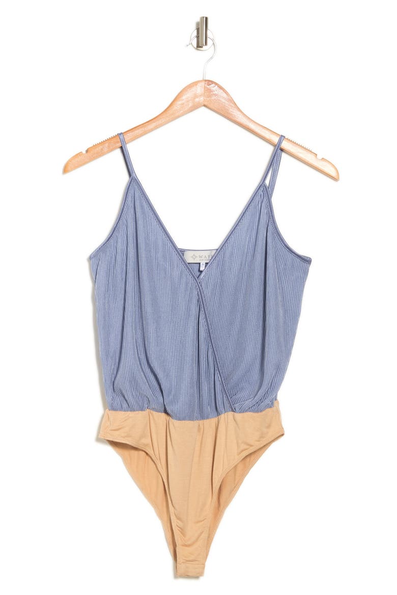 Surplice Ribbed Cami Bodysuit, Alternate, color, BLUE
