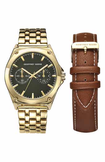 GEOFFREY BEENE EZ Change Bracelet Strap & Leather Strap Multifunction Watch, 41mm