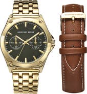 GEOFFREY BEENE EZ Change Bracelet Strap & Leather Strap Multifunction Watch, 41mm