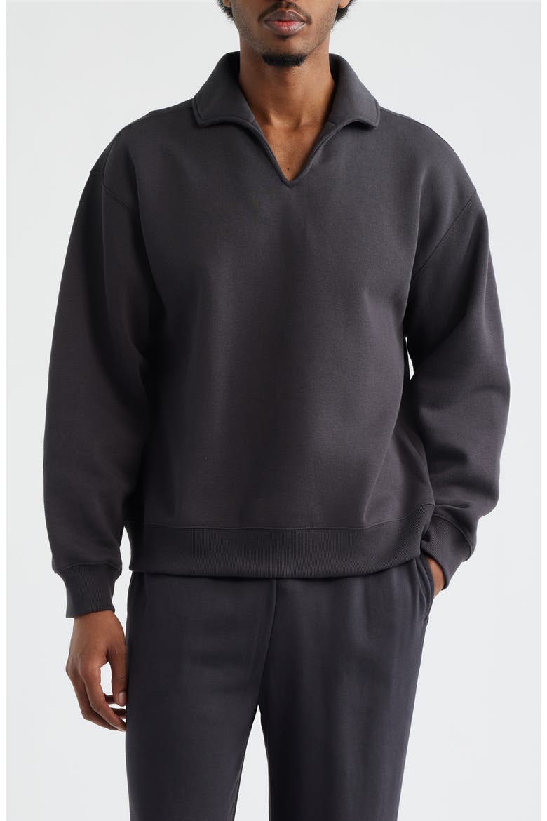 Polo Collar Cotton Blend Sweatshirt, Main, color, BLACK FADED