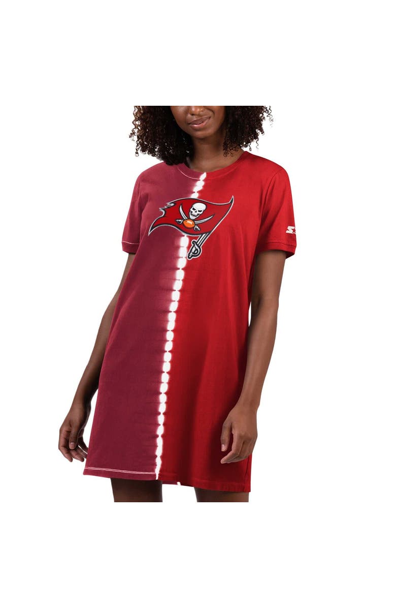 STARTER Women's Starter Red Tampa Bay Buccaneers Ace Tie-Dye T-Shirt Dress, Main, color,