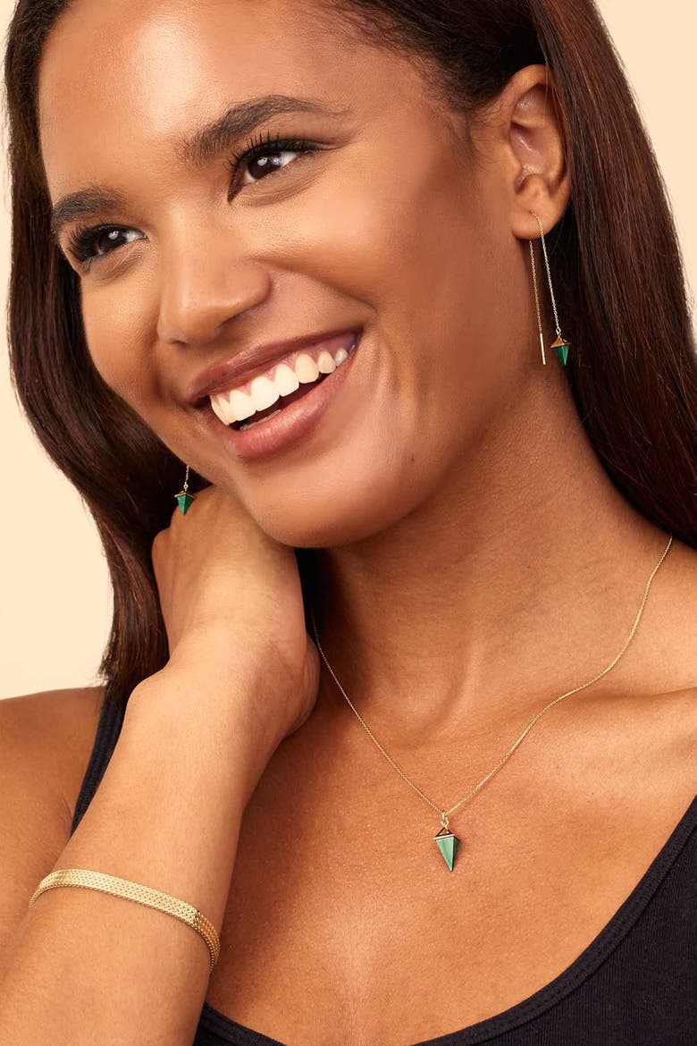 14K Gold Prism Point Threaders, Alternate, color, Gold - Black Onyx