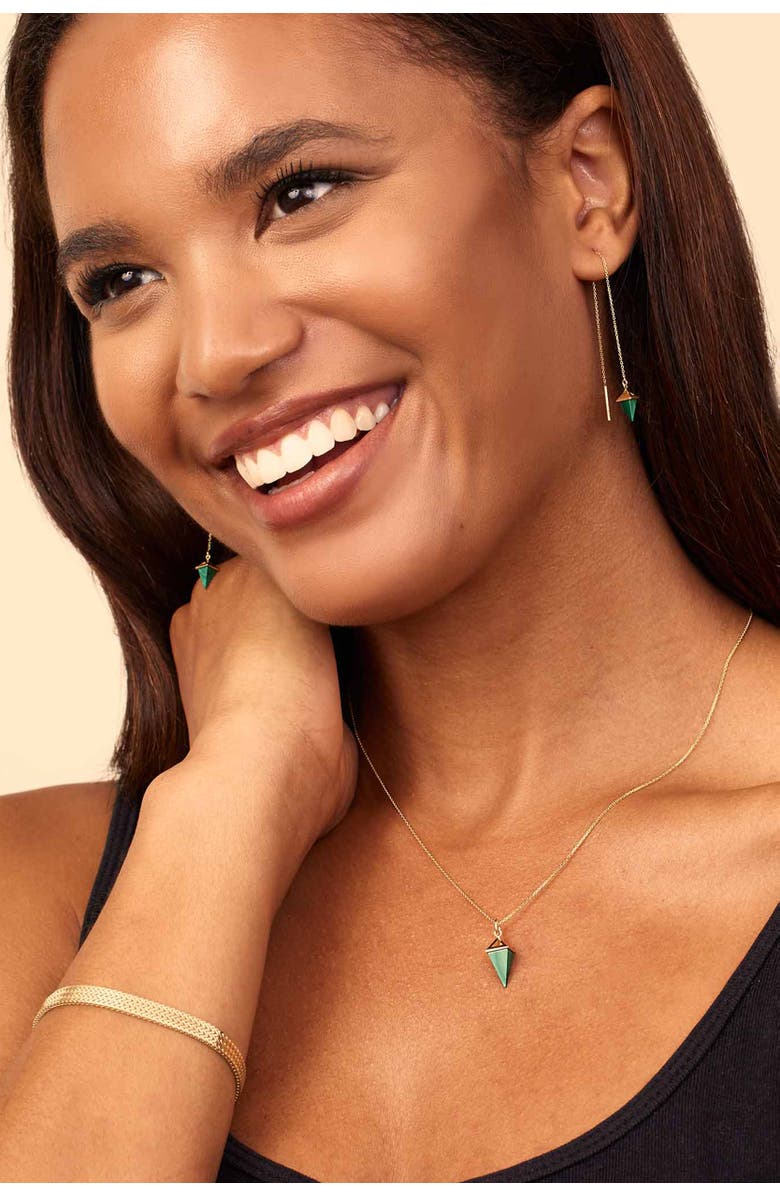 Oradina 14K Gold Prism Point Threaders, Alternate, color, Gold - Black Onyx