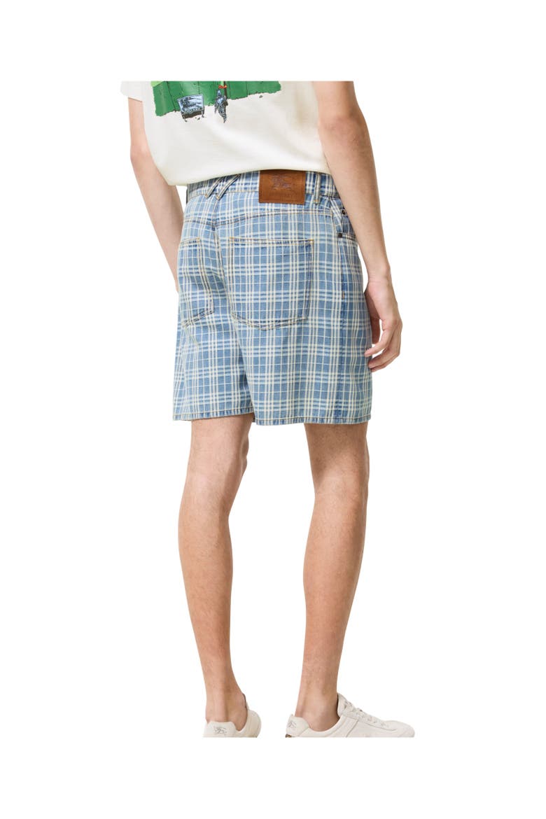 Check Denim Shorts, Alternate, color, Light indigo blue