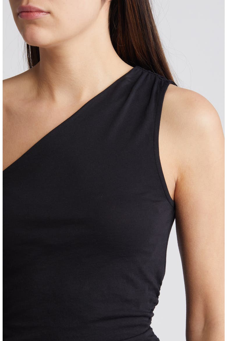 One-Shoulder Organic Cotton Tank Top, Alternate, color, BLACK