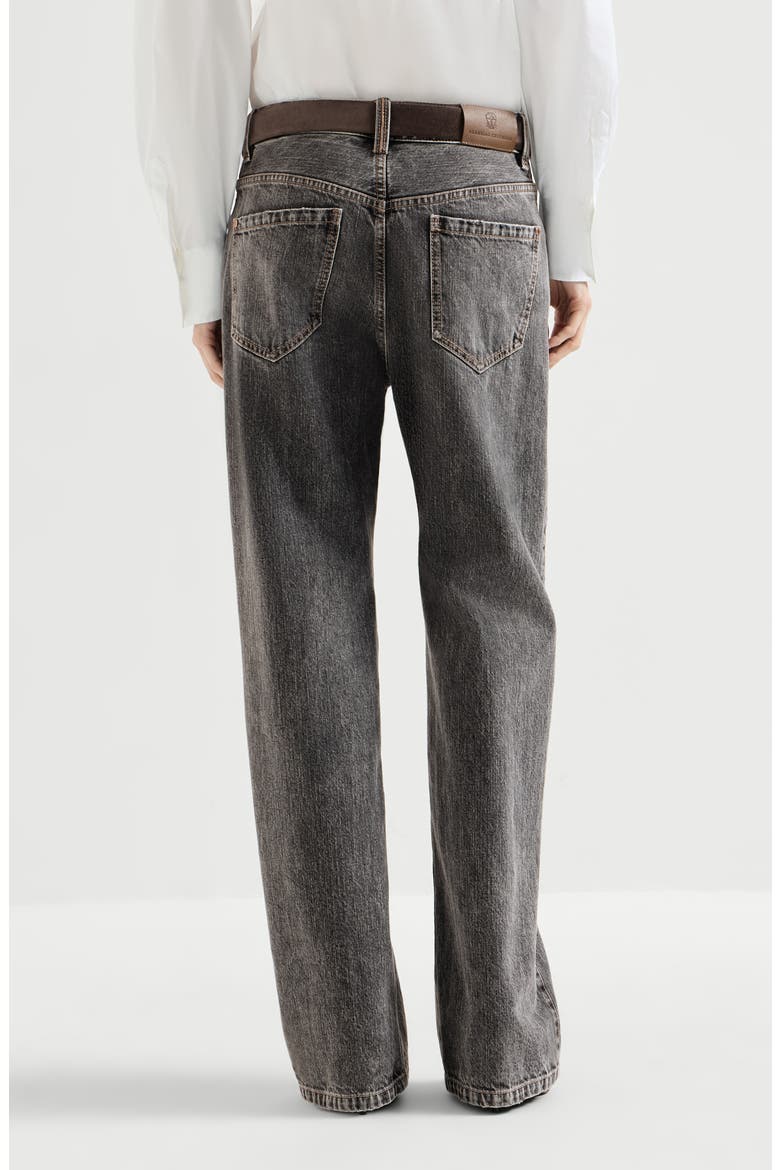 Authentic denim contemporary loose trousers with monili, Alternate, color, Dark Grey